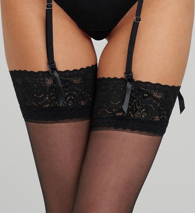 Plain Hosiery Stocking With Lace 20D